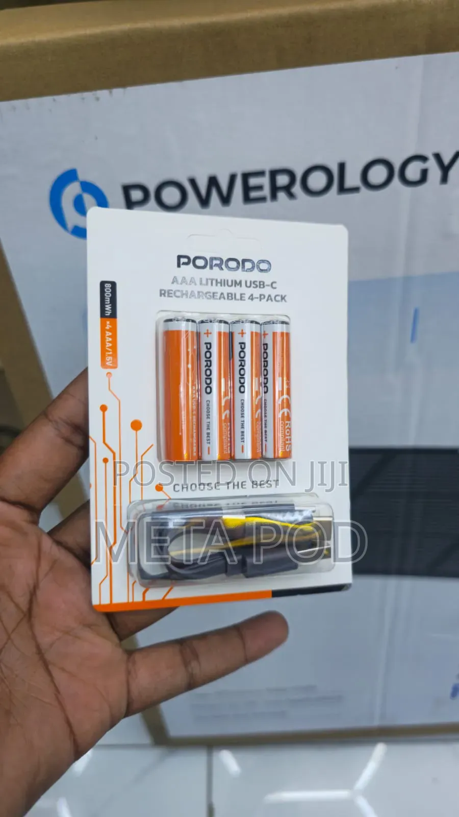 Porodo AAA Lithium USB-C Rechargeable Batteries (4-Pack)