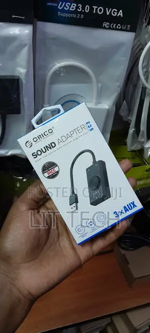 External USB Sound Card Adapter With Volume Control & 3 AUX Ports