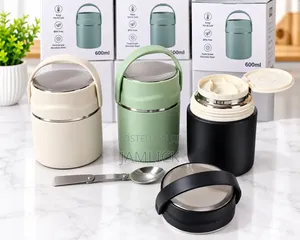 600ml Insulated Food Jar With Spoon, Stainless Steel Lunch Flask - Sp