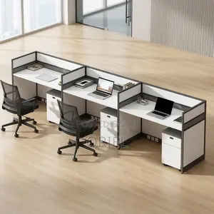 Office Workstation : 3-Seater Straight Workstation Desk