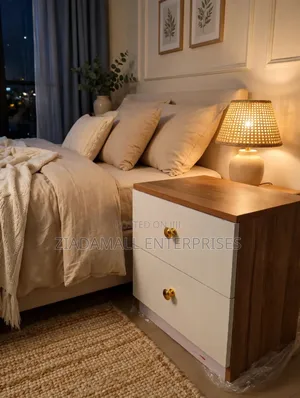 Julz Bedside Drawers - 2 Drawer - White Gold Knobs - New