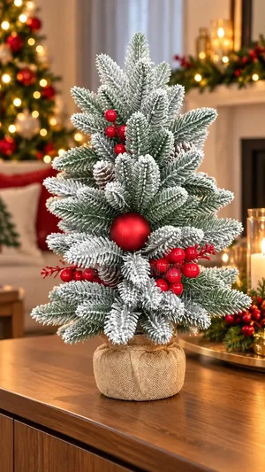 Decorated Snow-Dusted Christmas Trees