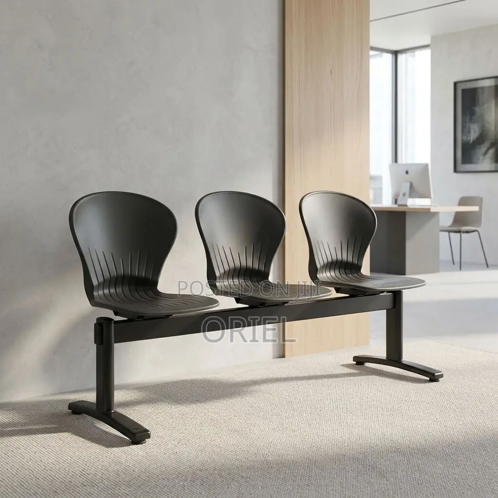 Office Bench : Three-Seat Plastic Office Reception Bench