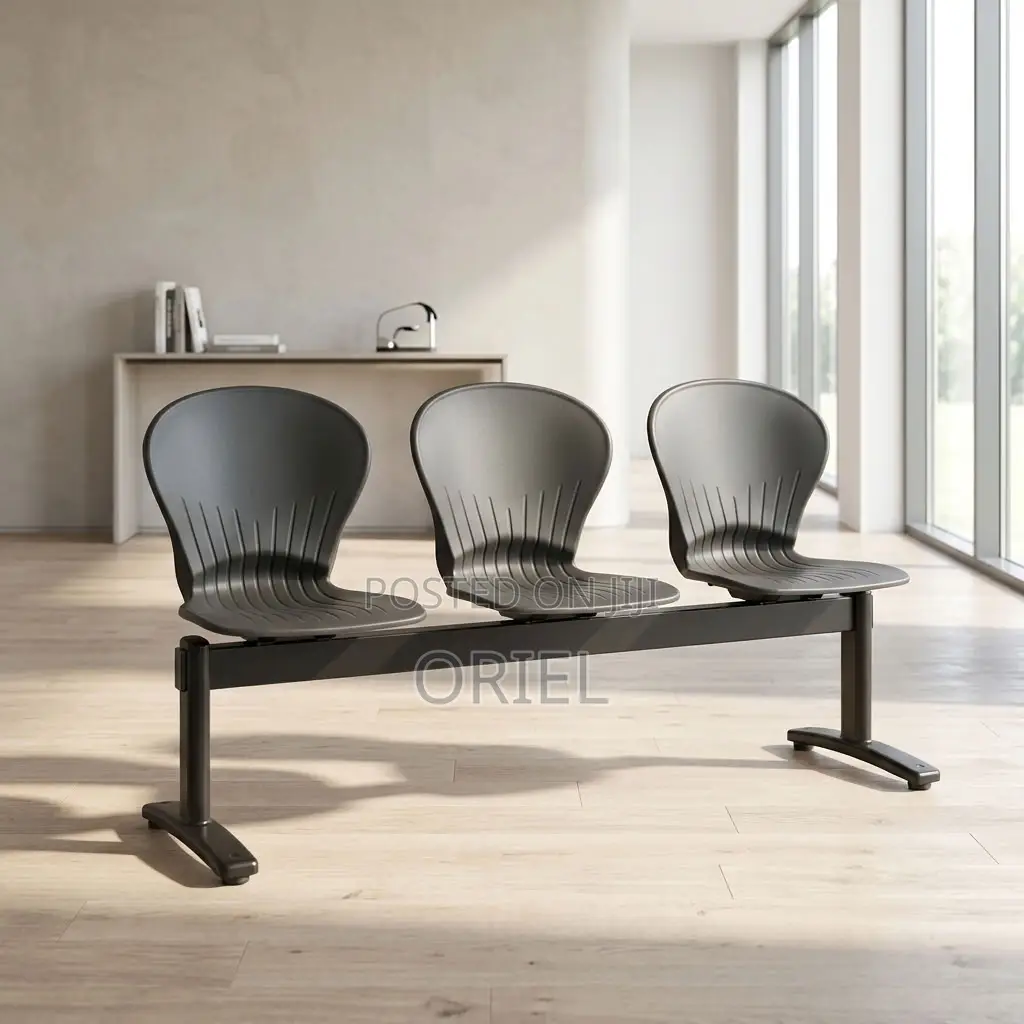 Office Bench : Three-Seat Plastic Office Reception Bench