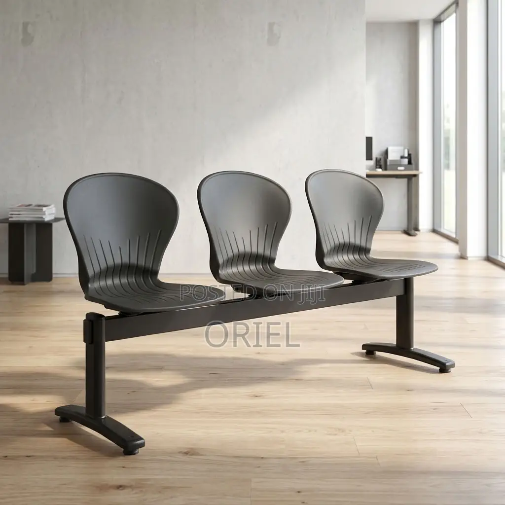 Office Bench : Three-Seat Plastic Office Reception Bench