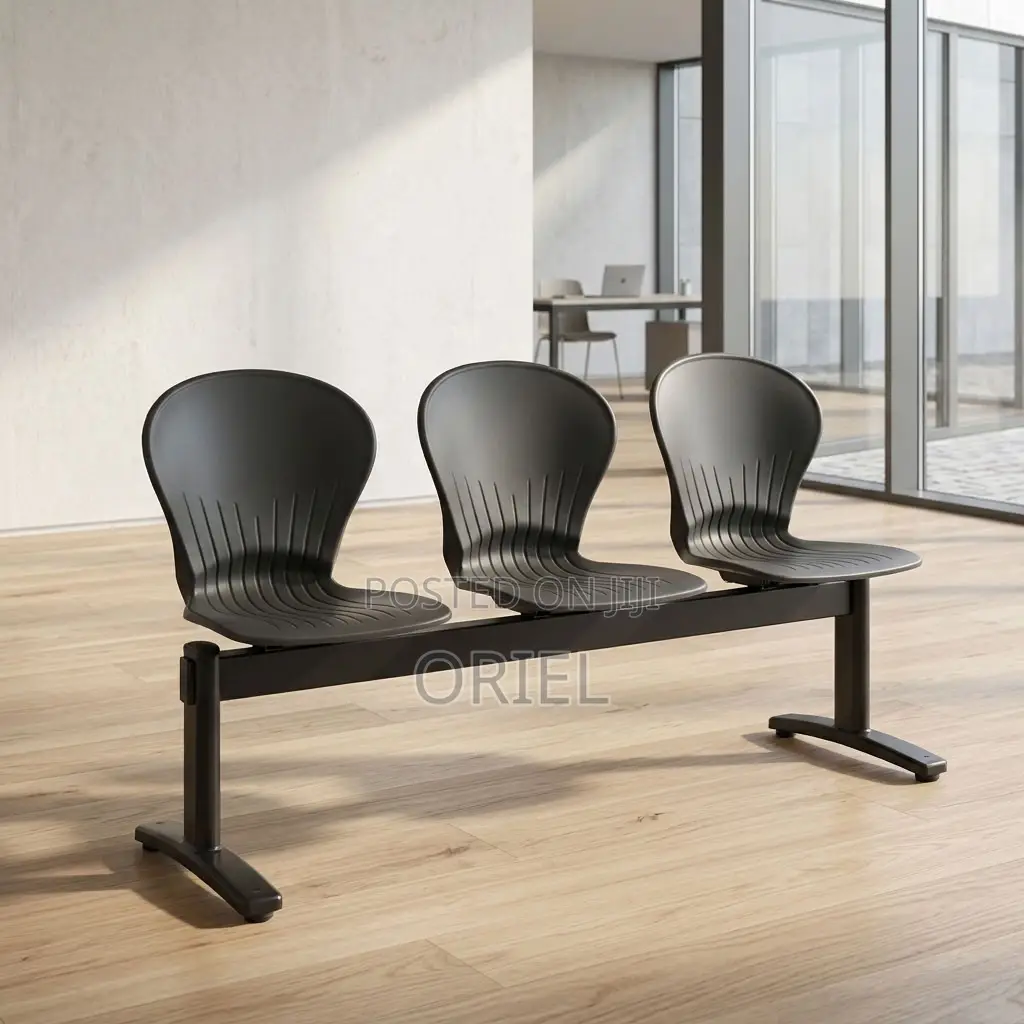 Office Bench : Three-Seat Plastic Office Reception Bench