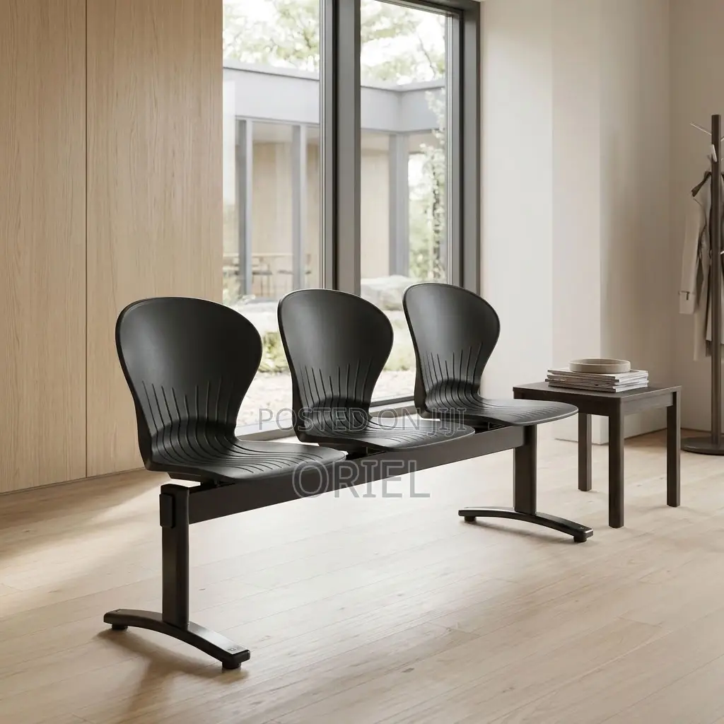 Office Bench : Three-Seat Plastic Office Reception Bench