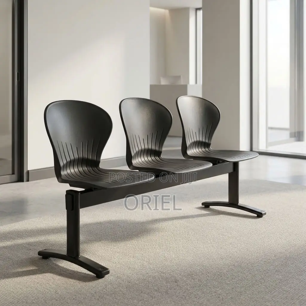 Office Bench : Three-Seat Plastic Office Reception Bench