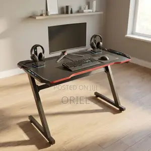 Office Desk : Black Computer Gaming Workstation