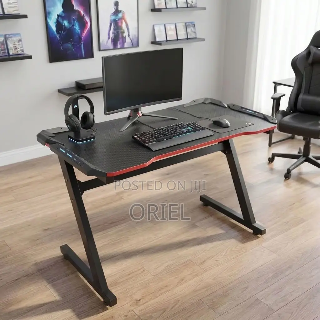 Office Desk : Black Computer Gaming Workstation