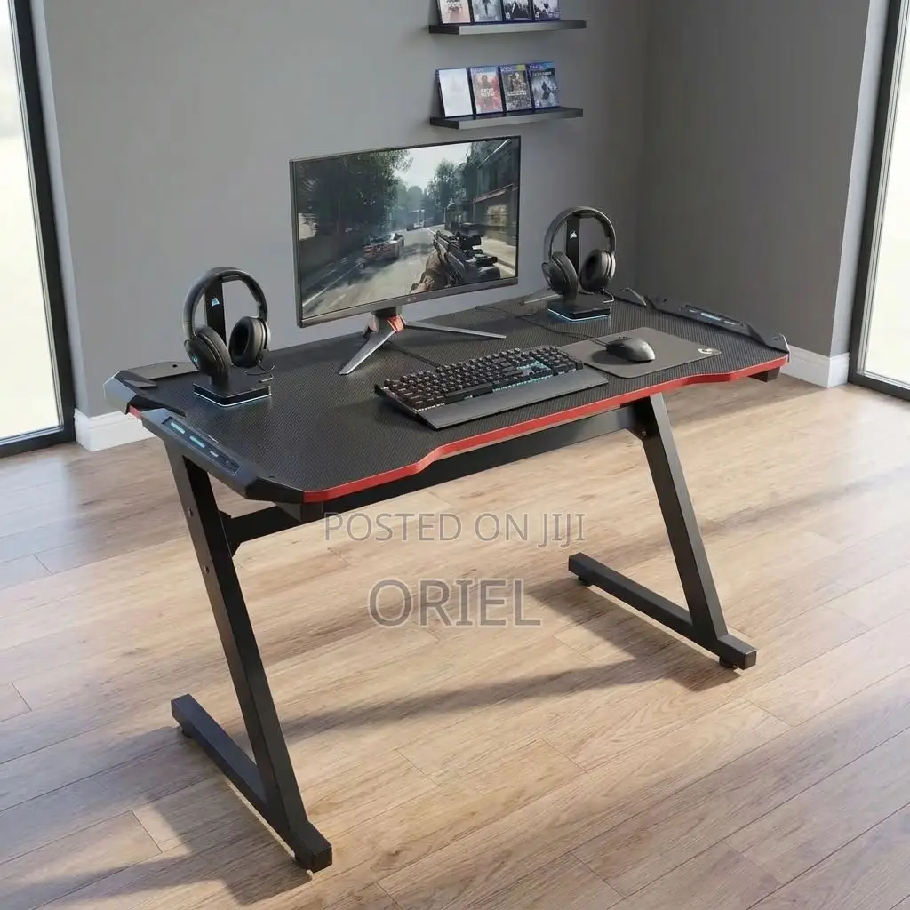 Office Desk : Black Computer Gaming Workstation