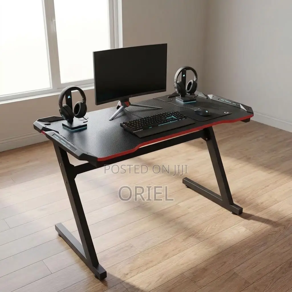 Office Desk : Black Computer Gaming Workstation