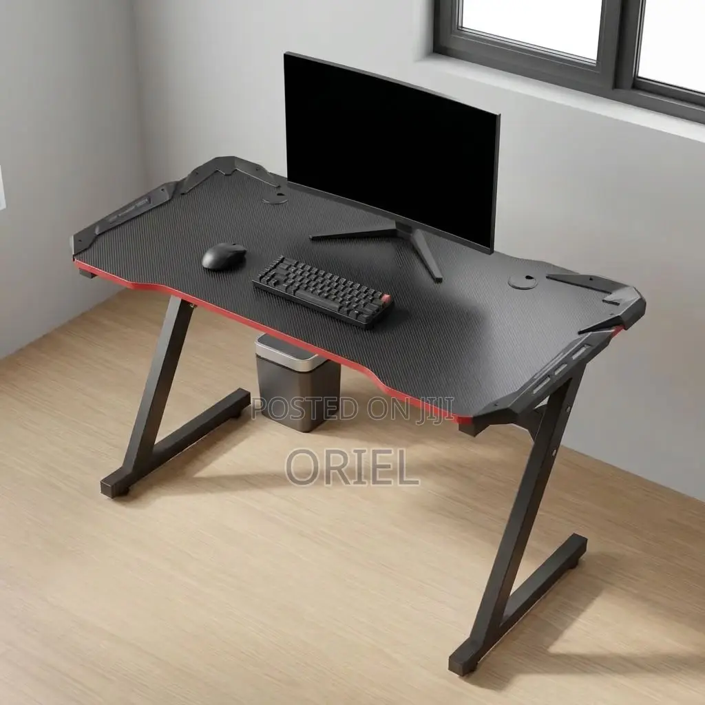 Office Desk : Black Computer Gaming Workstation