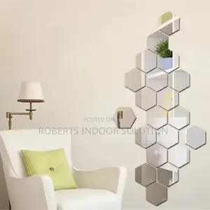 Hexagonal Wall Mirror for Living Room