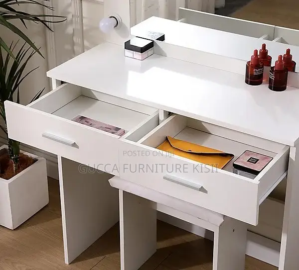White Vanity Dressing Table With a Sliding Mirror