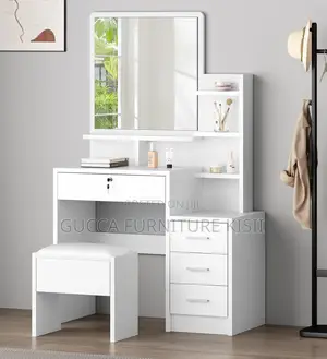 White Vanity Dressing Table With a Sliding Mirror