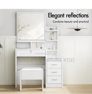 White Vanity Dressing Table With a Sliding Mirror