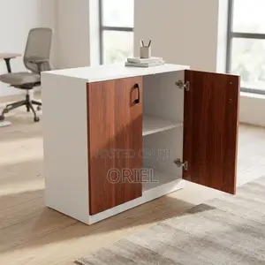 Office Credenza : Wooden Storage Cupboard With Two Doors