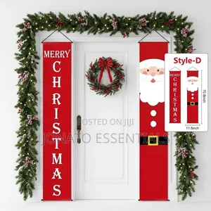 Christmas Door Banner Set Hanging Santa Decor