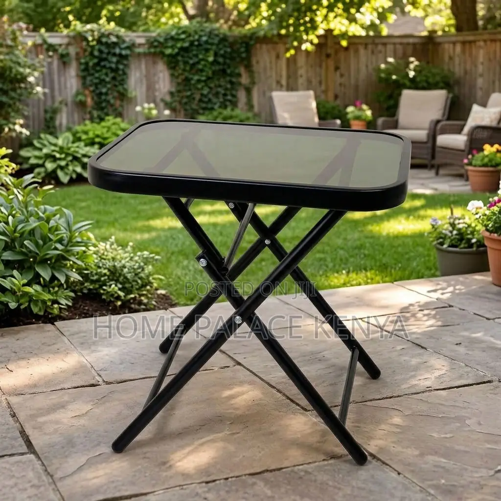 Home Table; Glass Top Foldable Balcony Table