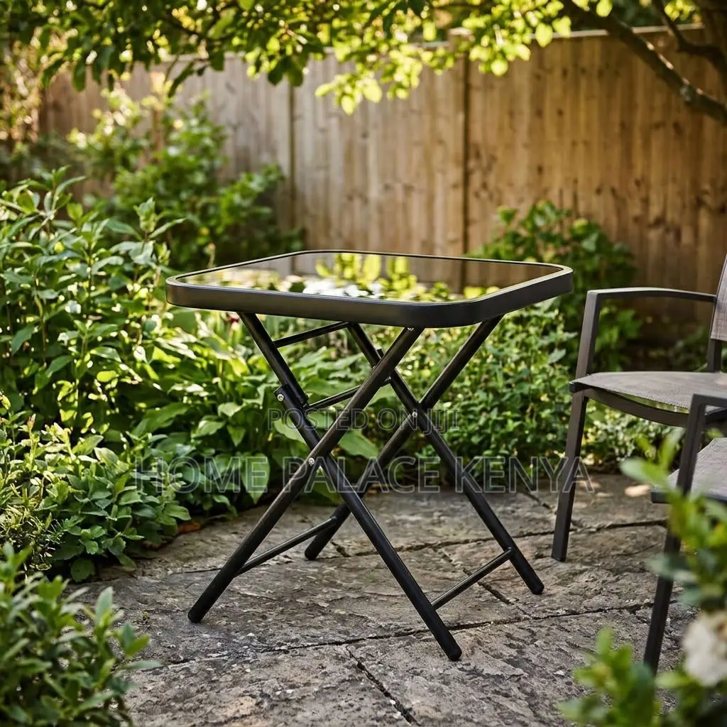 Home Table; Glass Top Foldable Balcony Table