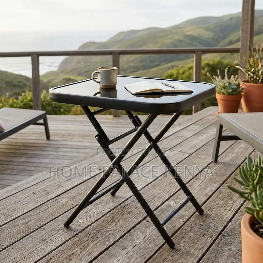 Home Table; Glass Top Foldable Balcony Table