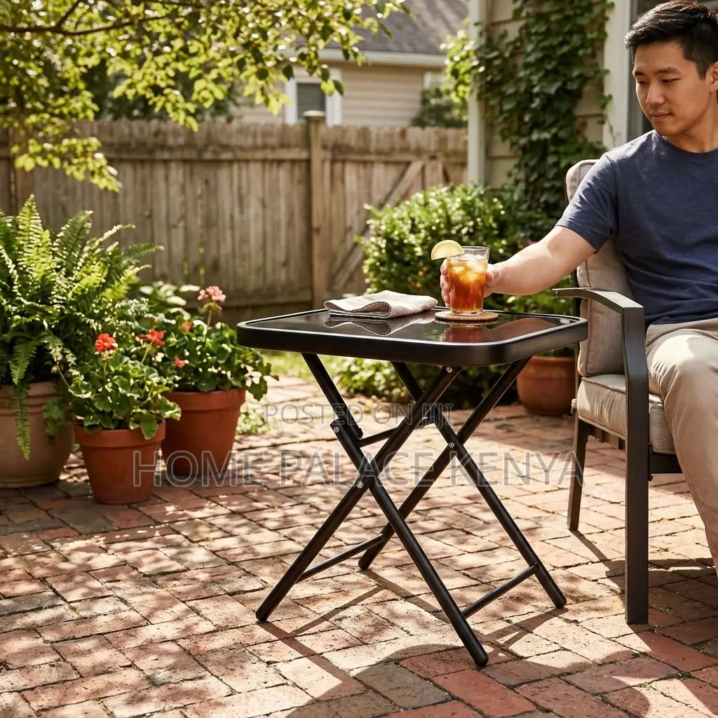 Home Table; Glass Top Foldable Balcony Table