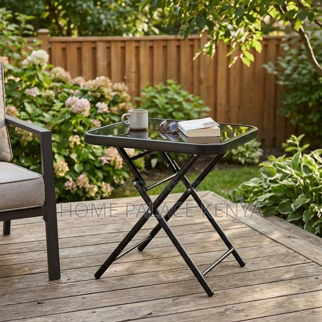 Home Table; Glass Top Foldable Balcony Table