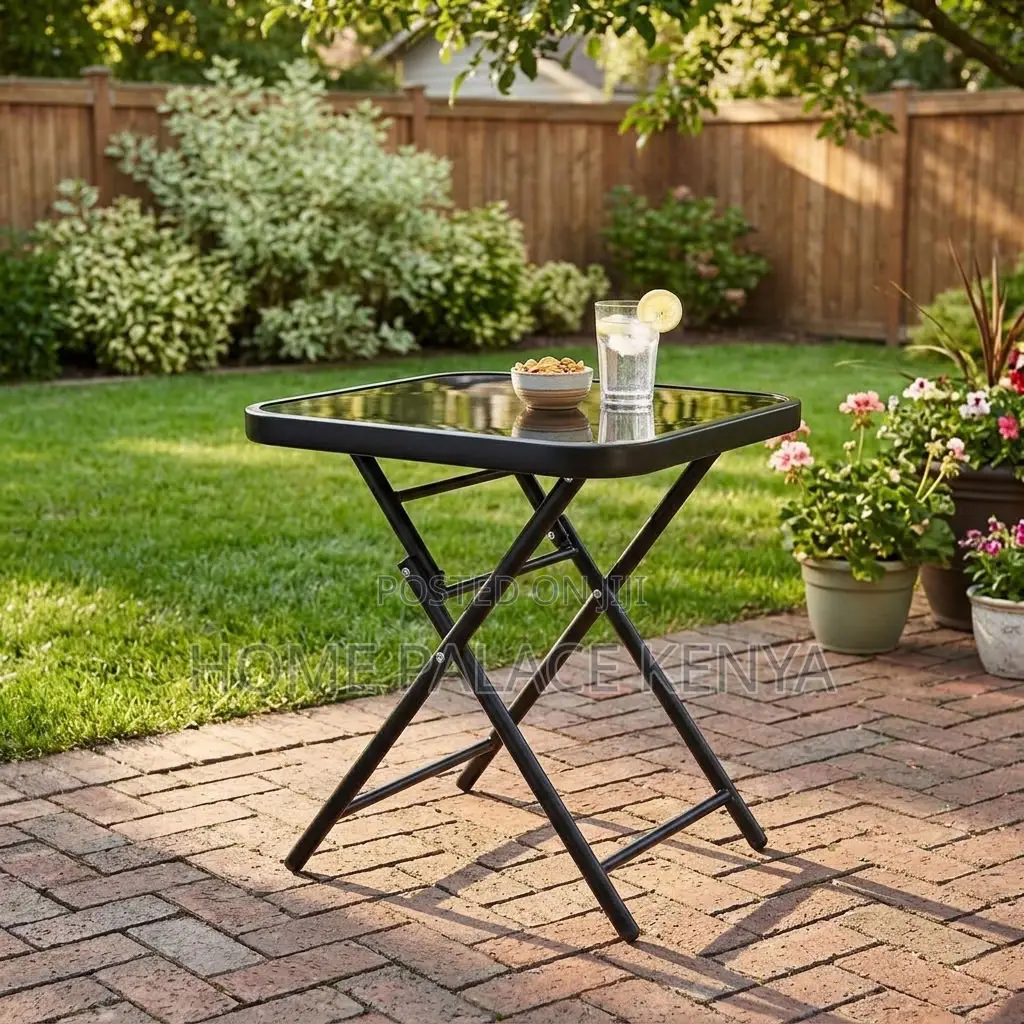 Home Table; Glass Top Foldable Balcony Table