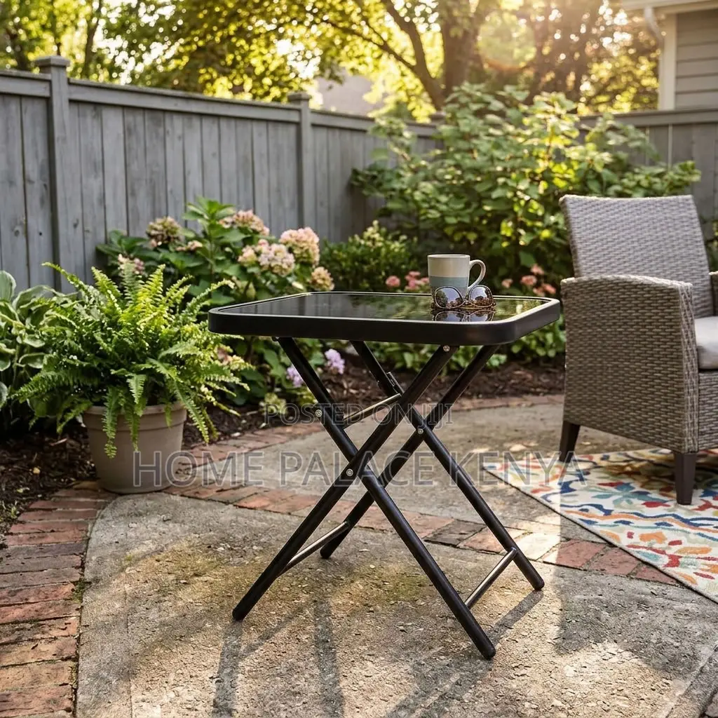 Home Table; Glass Top Foldable Balcony Table