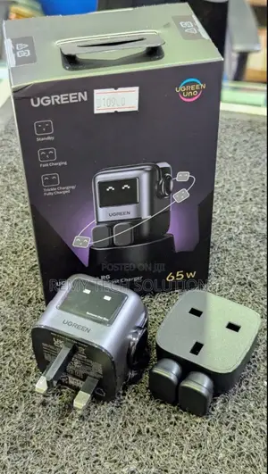 UGREEN Uno Robot 65W 3-Port GaN Fast Charger UK Grey - CD361