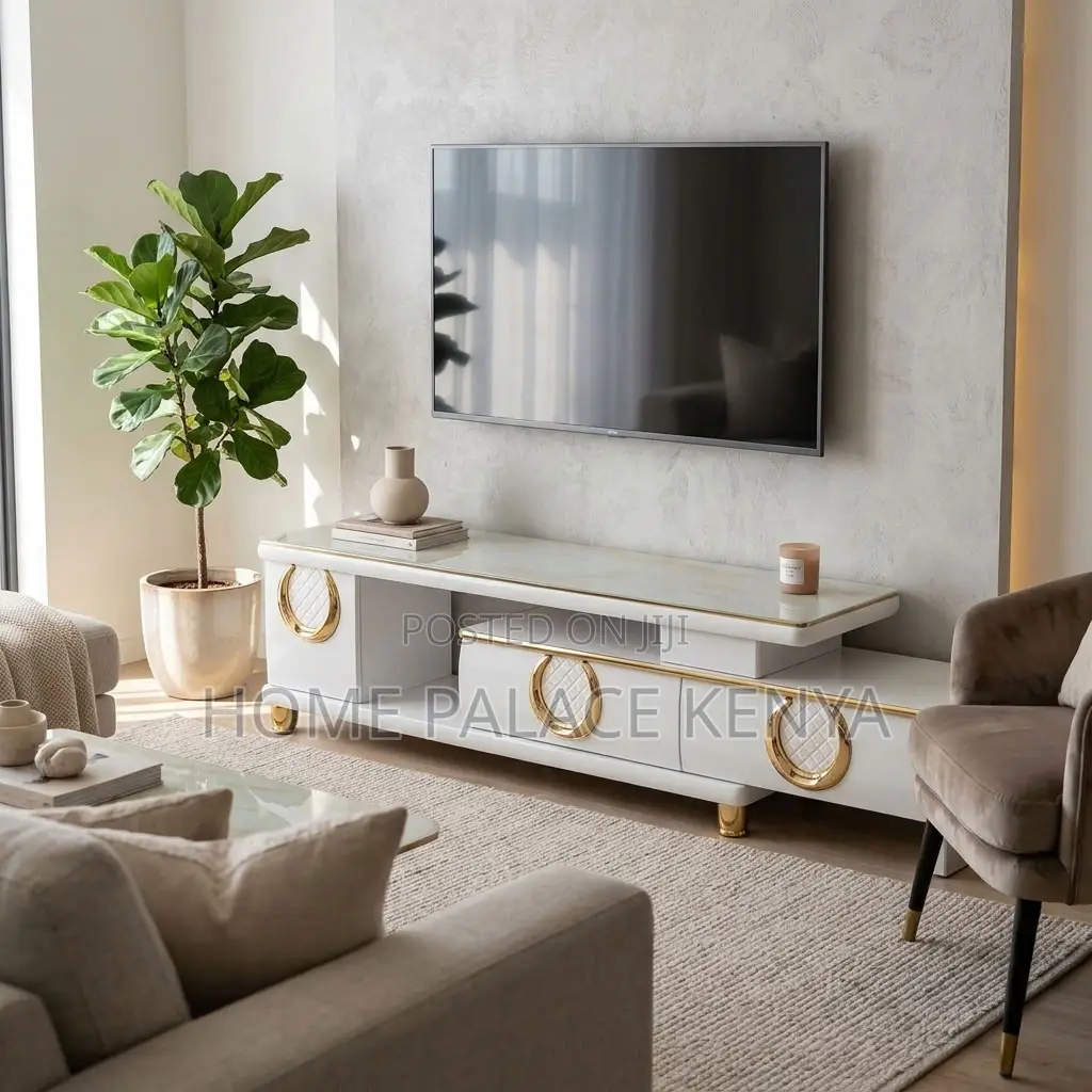 Home TV Stand; Extendable Marble Top Console Table