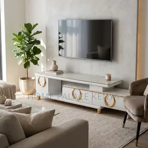Home TV Stand; Extendable Marble Top Console Table
