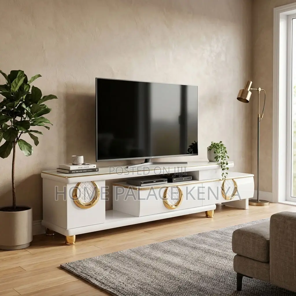 Home TV Stand; Extendable Marble Top Console Table