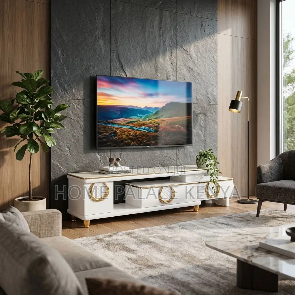 Home TV Stand; Extendable Marble Top Console Table