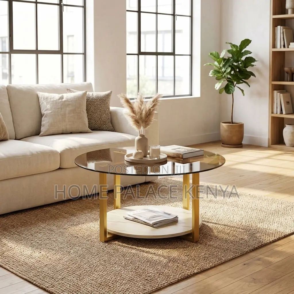 Coffee Table; 80cm Round Glass Coffee Table