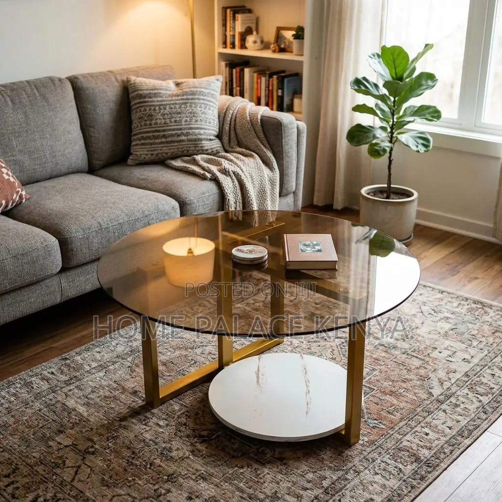 Coffee Table; 80cm Round Glass Coffee Table