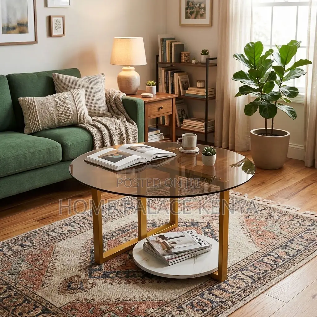 Coffee Table; 80cm Round Glass Coffee Table