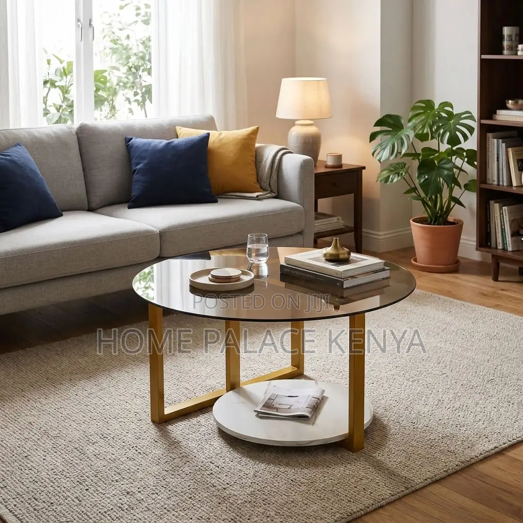Coffee Table; 80cm Round Glass Coffee Table