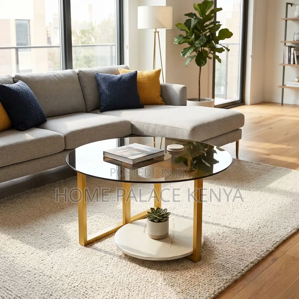 Coffee Table; 80cm Round Glass Coffee Table