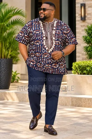 Quality Casual Plus Size Men Ankara Print Shirt