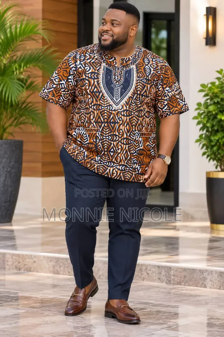 Quality Casual Plus Size Men Ankara Print Shirt
