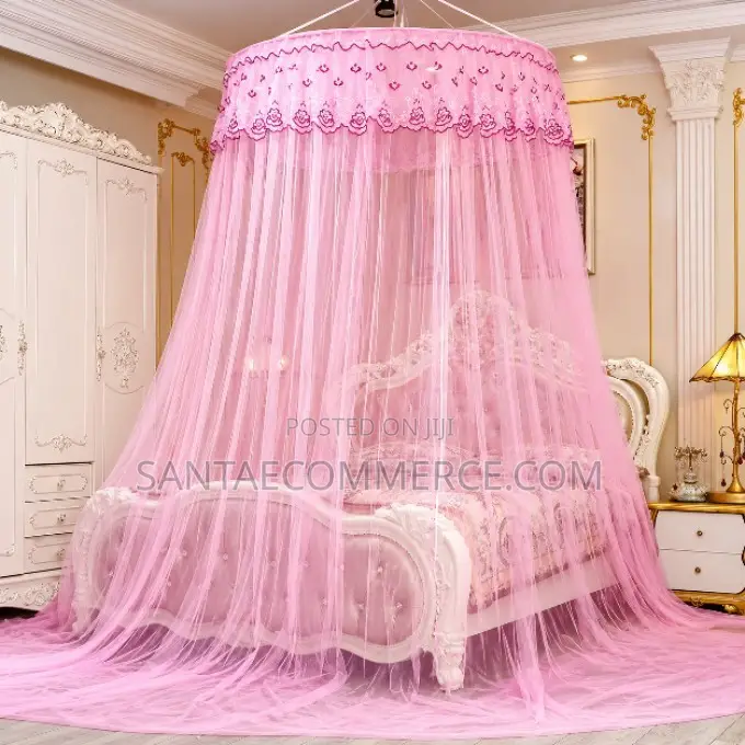 Pink Round Mosquito Net Canopy – 7 X 8 Ft Luxury Hanging Bed Netho