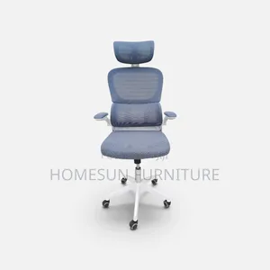Ergonomic Office Chair With Headrest – Blue Mesh