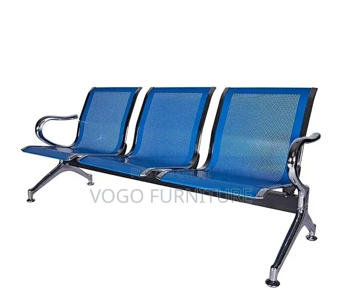 Reception Bench; Blue 3-Seater Reception Bench