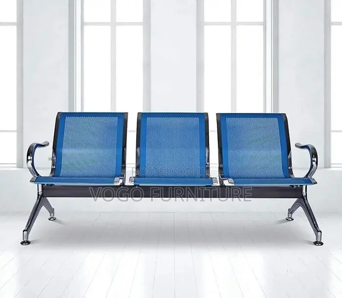 Reception Bench; Blue 3-Seater Reception Bench