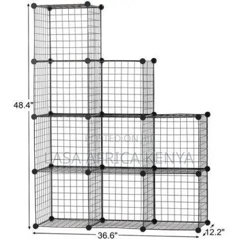 9-Cube Wire Metal Grid Bookcase Shelf Storage Cabinet