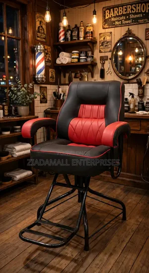 Barber Chair Black Red - Executive - Heavy Duty - New