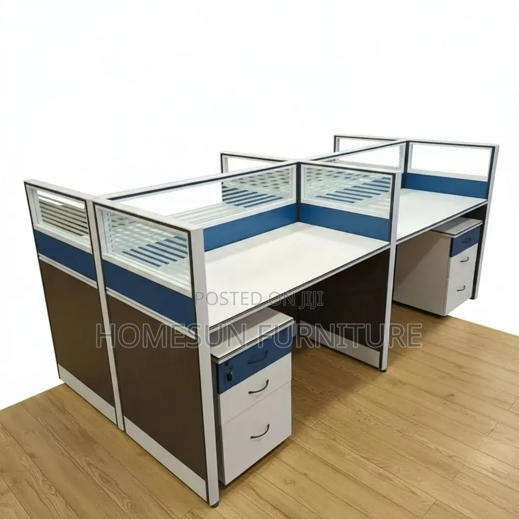 Office Desk – 4-Way Workstation With Privacy Panels