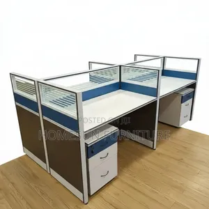 Office Desk – 4-Way Workstation With Privacy Panels